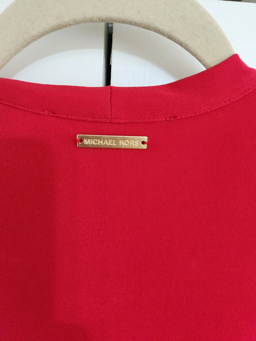 Michael Kors Red High-Low Wrap  Whimsical Maxi Dress